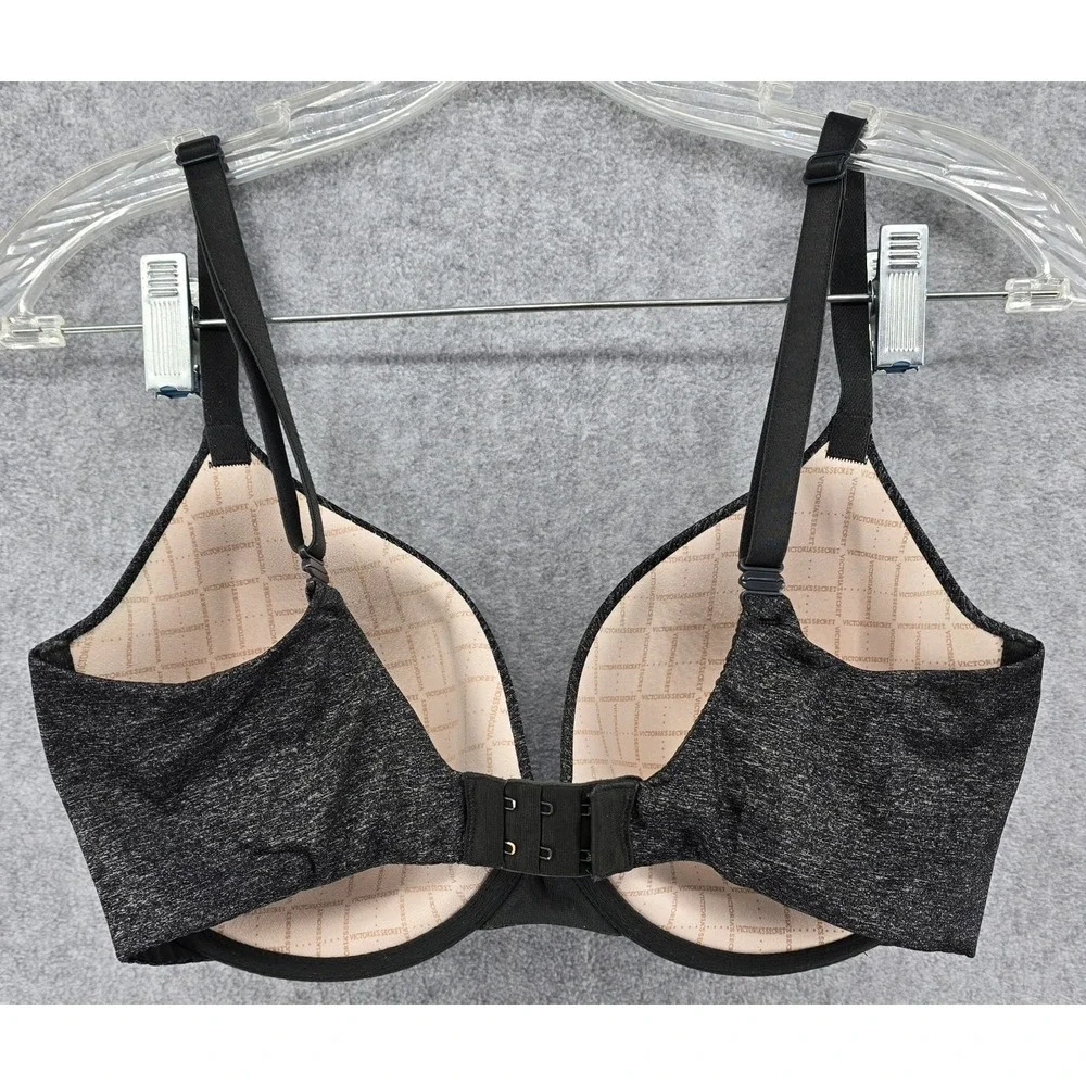 Victoria's Secret Bra 34DDD Uplift Semi Demi Black‎ Heather Padded Underwire